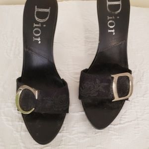 BLACK DIOR FLORAL STILLETOS..SIZE 38